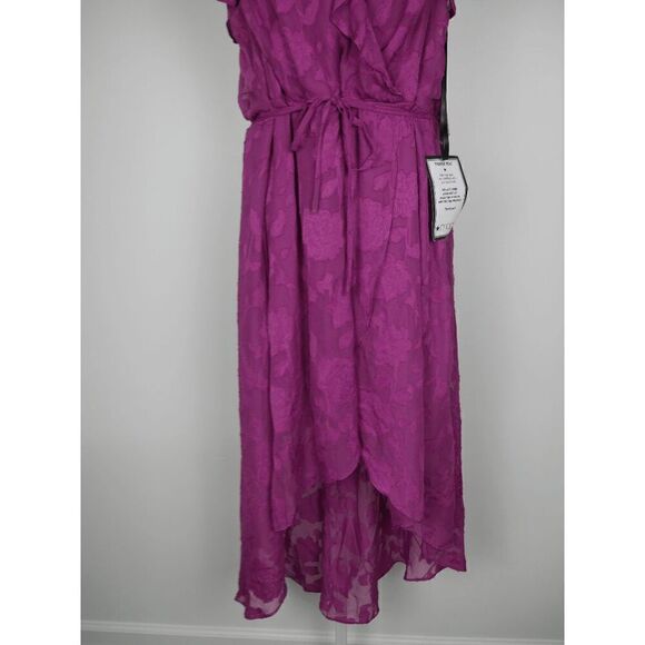 BCX Plus Size Off-The-Shoulder Ruffled Asymmetrical-Hem Tie-Waist Jacquard Dress - Picture 5 of 10